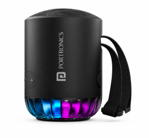 Portronics Soundpot Pro 20W Portable Bluetooth Speaker with in Built Mic, Immersive Sound, Upto 5 Hours Playtime, Ambient LED Light, TWS Mode, Bluetooth V5.3, USB Port, Type C Fast Charging(Black)