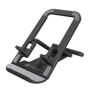 Portronics Modesk 100 Foldable Mobile & Tablet Holder Stand | Adjustable Desktop Phone Stand with Multiple Viewing Angles, Anti-Slip Design, Durable ABS Material | Compatible with Smartphones & Tablets(Black)