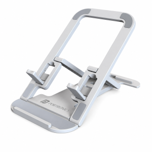 Portronics Modesk 100 Foldable Mobile & Tablet Stand Holder | Adjustable Multi-Angle Desktop Phone Stand | Anti-Slip ABS Holder for Smartphones & Tablets(White)