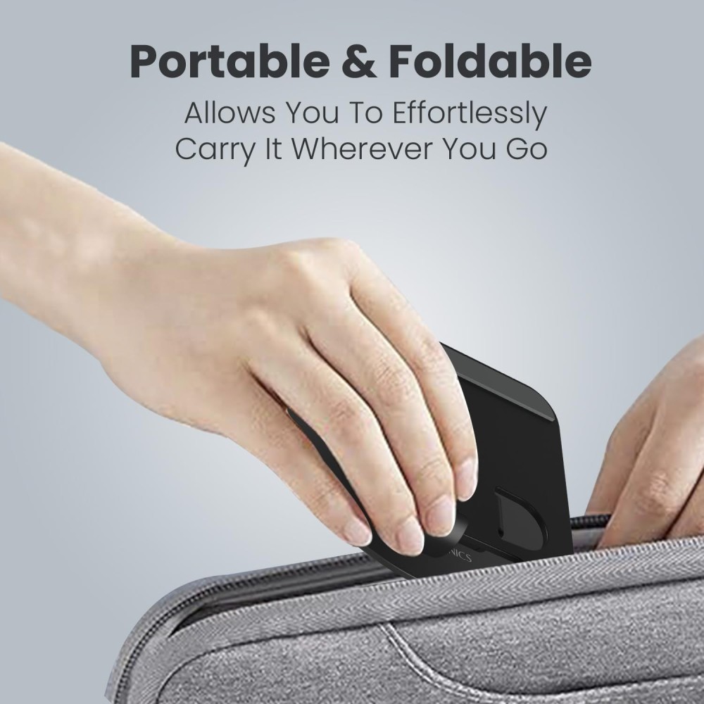 Portronics Mobot 4 Universal Mobile Stand with 360° Rotation & Height Adjustment | Foldable Anti-Skid Phone & Tablet Holder | Stable Metal Base for Smartphones, Tablets & Kindle