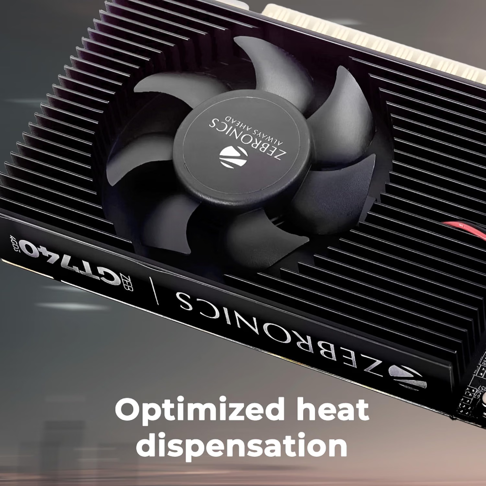 ZEBRONICS GT740-4GD3 Graphics Card with NVIDIA GPU, 4GB GDDR3, 128-Bit, PCIe 3.0, HDMI, DVI, VGA, 2560×1440 @ 60Hz