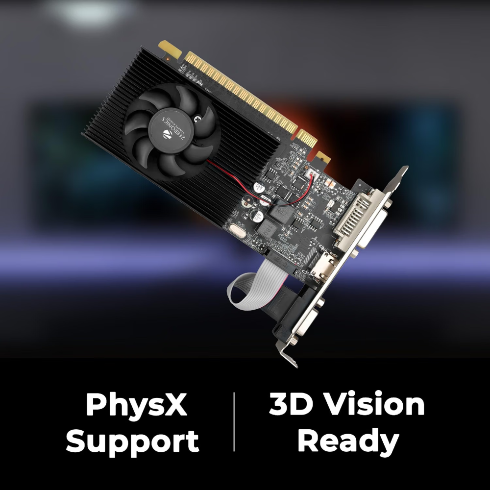 ZEBRONICS GT740-4GD3 Graphics Card with NVIDIA GPU, 4GB GDDR3, 128-Bit, PCIe 3.0, HDMI, DVI, VGA, 2560×1440 @ 60Hz