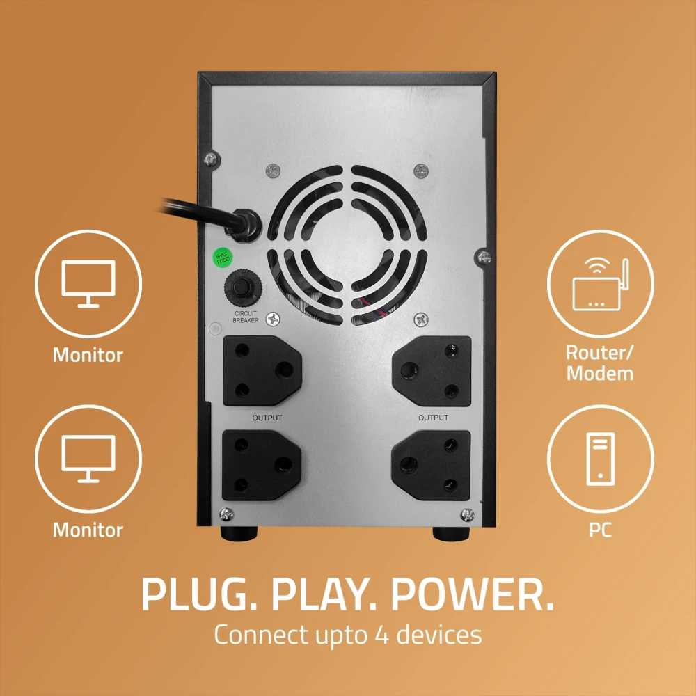 artis Powersafe 1500VA LB 230 V Line-interactive Tower Model UPS with Overload Protection 4 Outlet Plugs