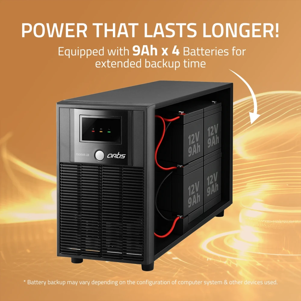 artis Powersafe 1500VA LB 230 V Line-interactive Tower Model UPS with Overload Protection 4 Outlet Plugs