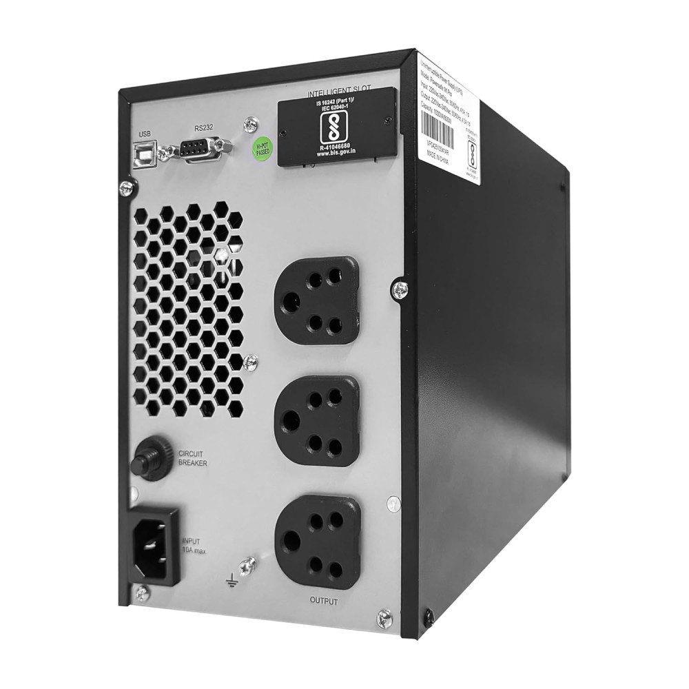 Artis 1KVA Online High Frequency Pure Sine Wave UPS. 2x9Ah Built in Batteries (BIB), LCD Display, Overload Protection(OVPD). 3 Output sockets. Generator Compatible. BIS Certified Online UPS