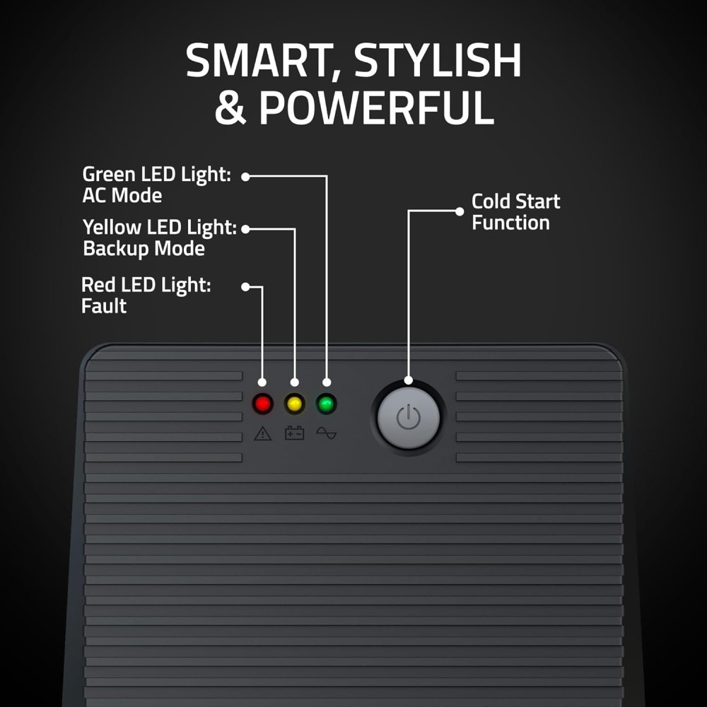 Artis 2000VA Line Interactive UPS for Personal/Gaming Computers, Desktop PCs, Laptops, Routers, Networking Devices and Gaming Consoles with 16A Input Plug.