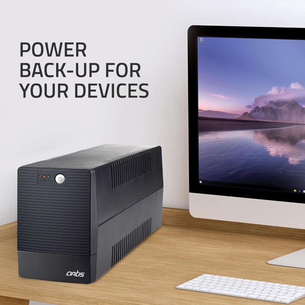 Artis 2000VA Line Interactive UPS for Personal/Gaming Computers, Desktop PCs, Laptops, Routers, Networking Devices and Gaming Consoles with 16A Input Plug.