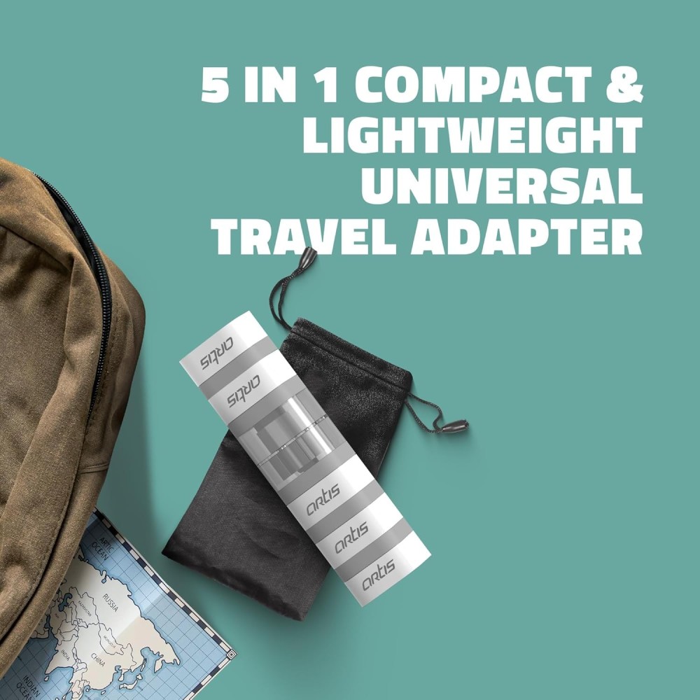 Artis UV500 Universal Travel Converter Plugs Pack of 5 Compatible to US/UK/SA/EU/AU Worldwide Adaptor