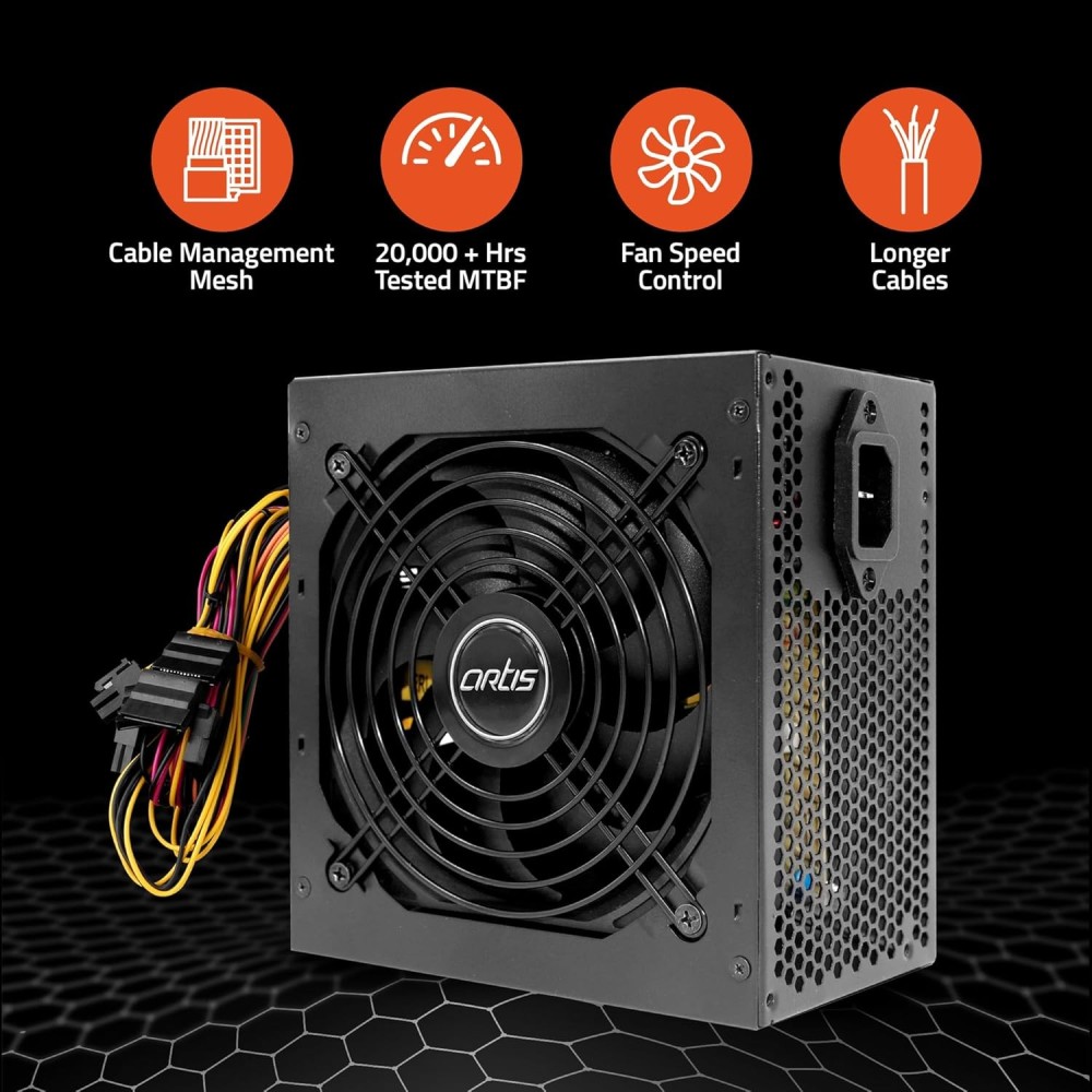VIP 450R12 Pro SMPS Computer Power Supply Unit 120mm Smart Temperature Control Fan Supports The Latest ATX 12V Intel & AMD Platforms, Hi-Pot Tested (Black)