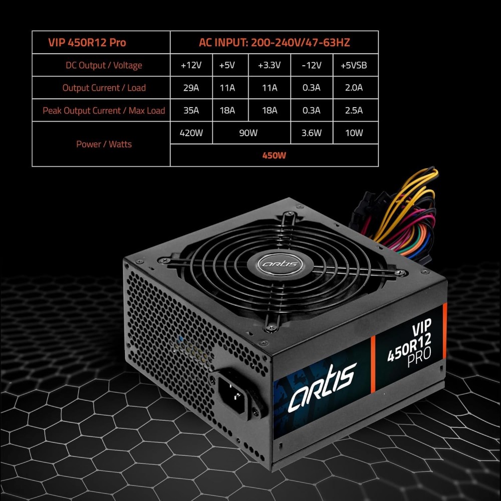 VIP 450R12 Pro SMPS Computer Power Supply Unit 120mm Smart Temperature Control Fan Supports The Latest ATX 12V Intel & AMD Platforms, Hi-Pot Tested (Black)