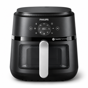 Philips Air Fryer NA231/00 6.2L 1700W Digital Touch Panel with Rapid Air Technology, Cooking Window & 90% Less Fat Cooking, Extra Large Air Fryer for Home – (Black)