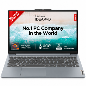 Lenovo IdeaPad Slim 3 Laptop, AMD Ryzen 5 7520U, 16GB RAM, 512GB SSD, 15.6-Inch FHD, Windows 11, Office Home 2024, Backlit Keyboard, 82XQ00XDIN - (Grey)