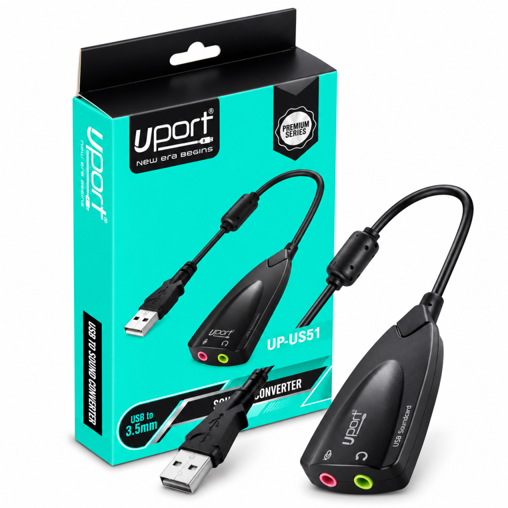 UPORT USB to 3.5mm Audio Adapter, USB Sound Card with Headphone & Microphone Jack, USB to AUX Converter for Windows, Mac & Linux