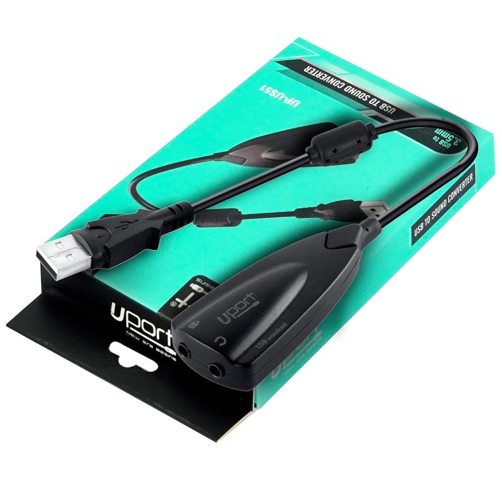 UPORT USB to 3.5mm Audio Adapter, USB Sound Card with Headphone & Microphone Jack, USB to AUX Converter for Windows, Mac & Linux