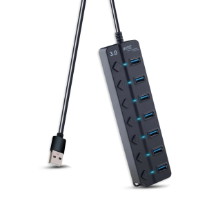 Uport UP-UH7P30 7 Port USB 3.0 Hub with Individual On/Off Switches, High-Speed USB A Hub for Desktop & Laptop, 1m Cable, Plug & Play