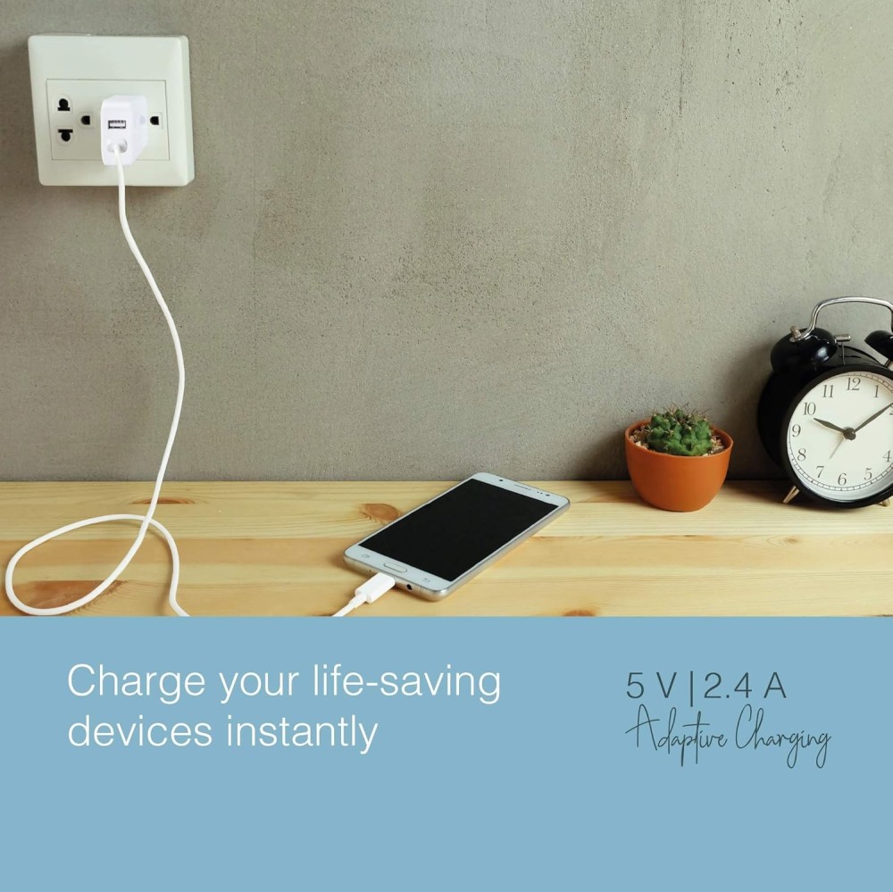 FINGERS PA-Dual USB Ports Power Mobile Adapter for Cellular Phones (White)