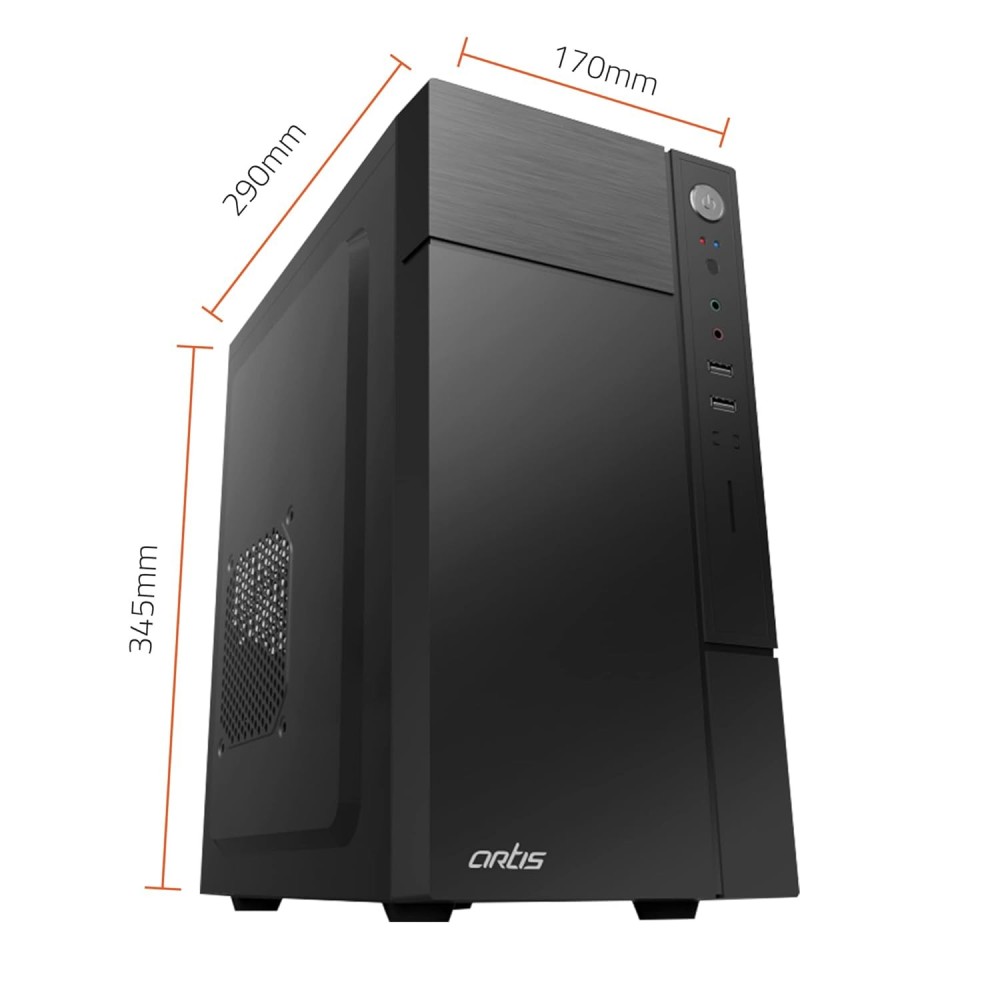 Artis 2220 2.0 Computer Cabinet Support Micro ATX Motherboard, 1 x 80mm Fan with 400W Power Supply