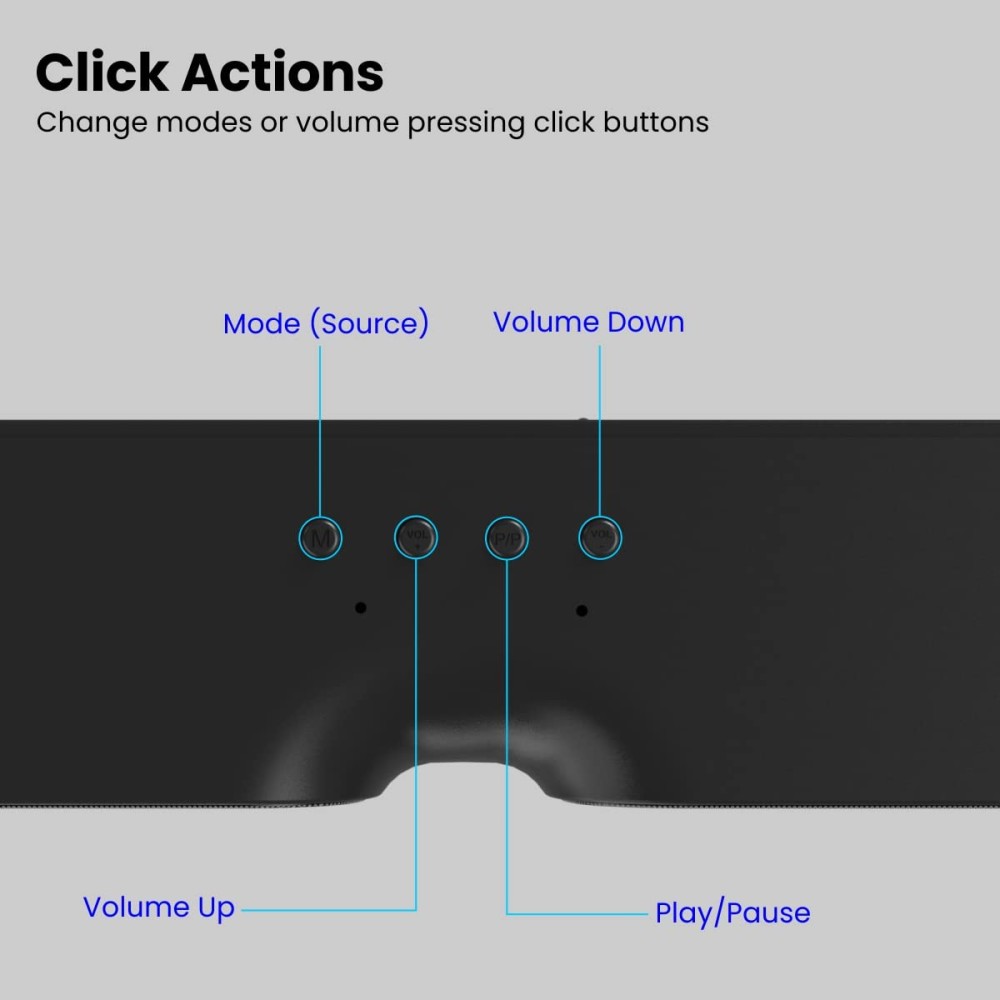 Portronics Decibel 20 16W Wireless Bluetooth Soundbar, 3.5mm Aux Slot, HQ Stereo Sound, Long Playtime(Black)