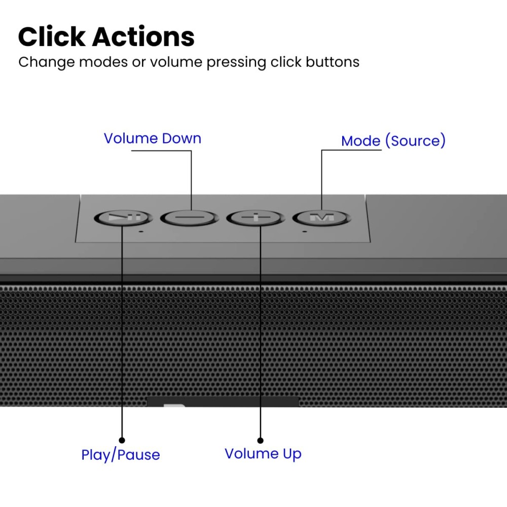 Portronics Radian 16W Bluetooth Stereo Soundbar with Multicolour LED Lights, in-Built FM Radio, Built in Mic, Aux in 3.5mm, Micro SD Slot(Black)