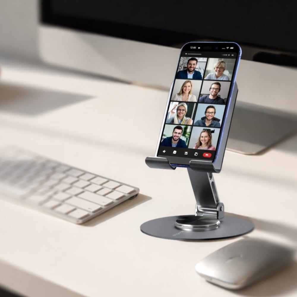 FINGERS Hold-Me-Up3 Portable Universal Mobile Stand (360° Rotation, Foldable, Charging-Friendly, Anti-Slip & Compatible with Smartphones & Tablets) - Slate Grey