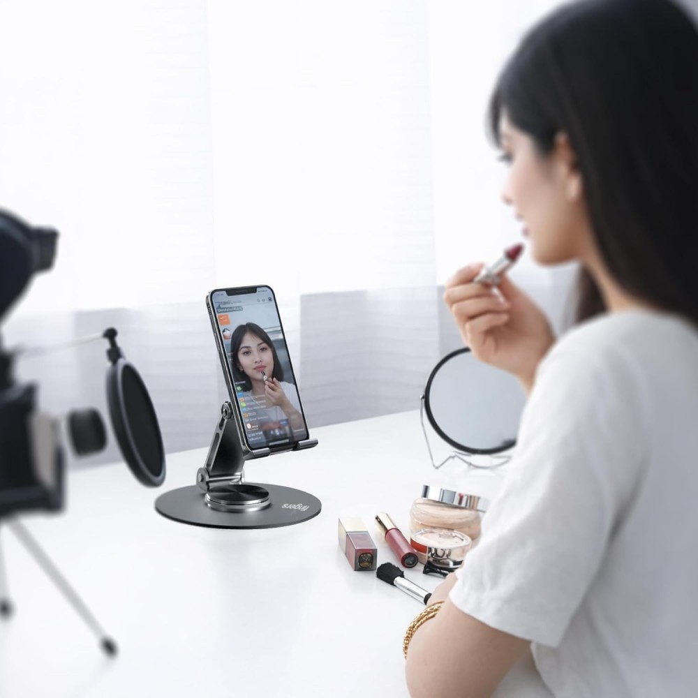 FINGERS Hold-Me-Up3 Portable Universal Mobile Stand (360° Rotation, Foldable, Charging-Friendly, Anti-Slip & Compatible with Smartphones & Tablets) - Slate Grey