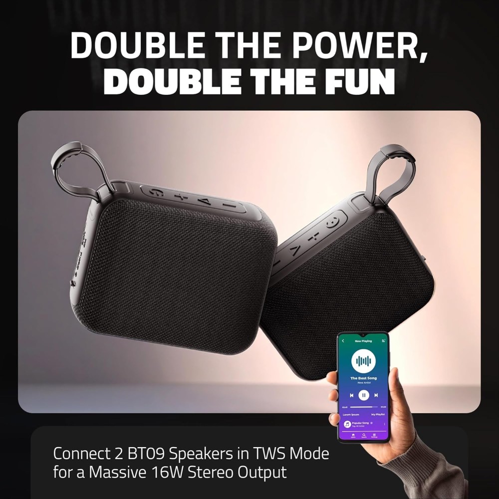 Artis BT09 Wireless Bluetooth Speaker with USB Input, TF Card Input and Hands Free Calling (Black)
