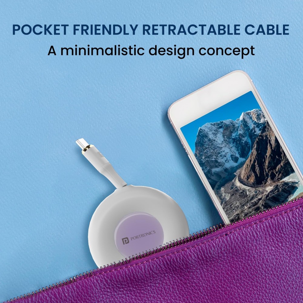 Portronics Konnect Recoil 60W Type-C Retractable Cable