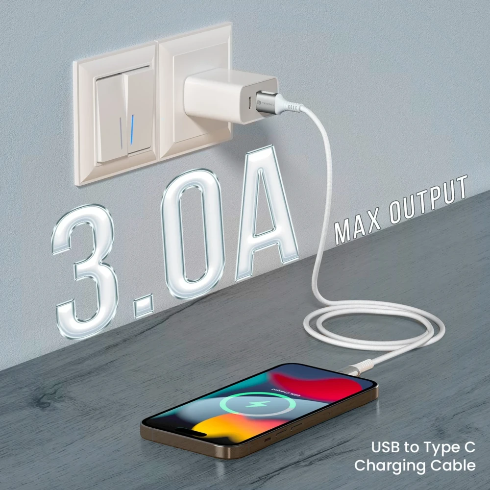 Portronics Konnect Y 3A USB Type-A to USB Type-C Cable (1.5m)