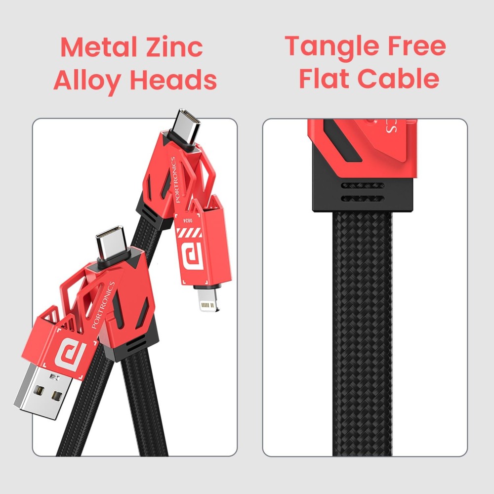 Portronics ProCharge 4 60W 4-in-1 Multifunctional Fast Charging Cable