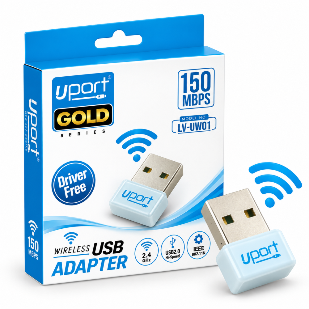 UPORT Gold Wireless USB WiFi Adapter LV UW01 150Mbps, 2.4GHz USB 2.0 Network Adapter for Laptop & Desktop PC