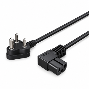 UPORT 1.8M 3 Pin 90 Degree L Shape Computer Power Cable, IEC Mains Power Cord for Desktop PC, Monitor, Printer & SMPS - (Black)