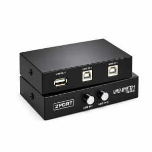 UPORT 2-Port USB Printer Sharing Switch for 2 Computers, High-Speed Printer & Scanner Sharing Switch, No Driver Required - (Black)