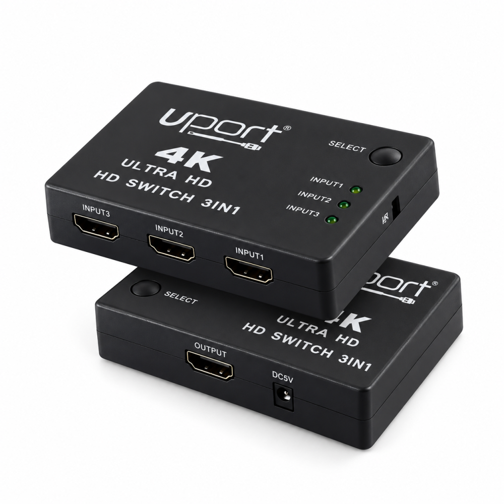UPORT 4K Ultra HD 3 in 1 HDMI Switch Media Streaming Device - (Black)