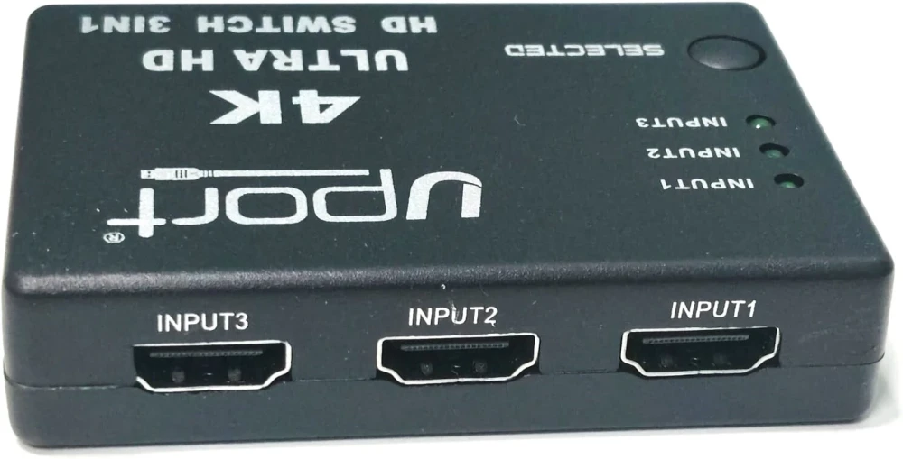 UPORT 4K Ultra HD 3 in 1 HDMI Switch Media Streaming Device - (Black)