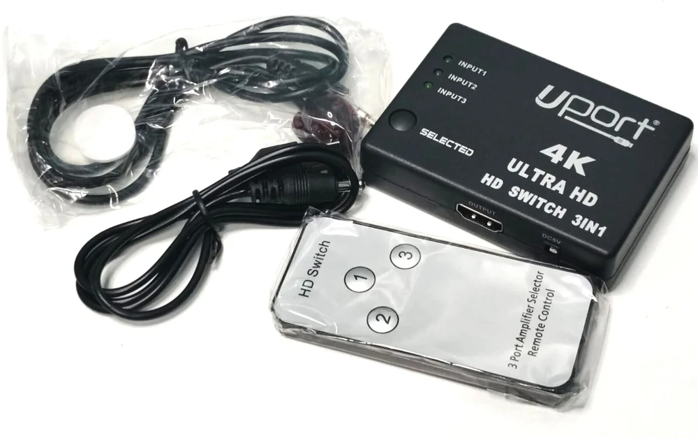UPORT 4K Ultra HD 3 in 1 HDMI Switch Media Streaming Device - (Black)