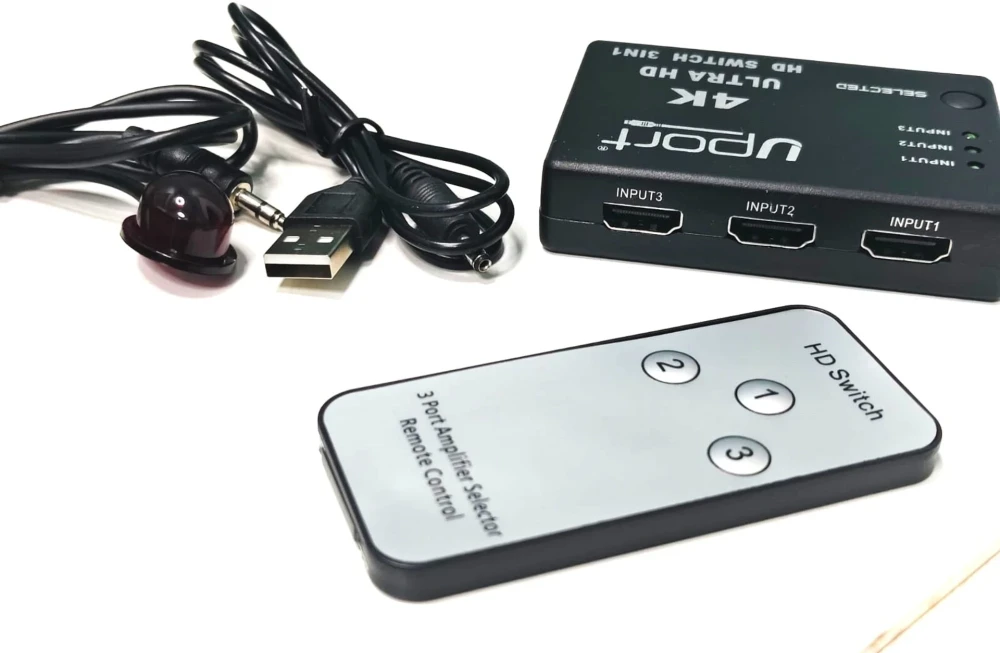 UPORT 4K Ultra HD 3 in 1 HDMI Switch Media Streaming Device - (Black)