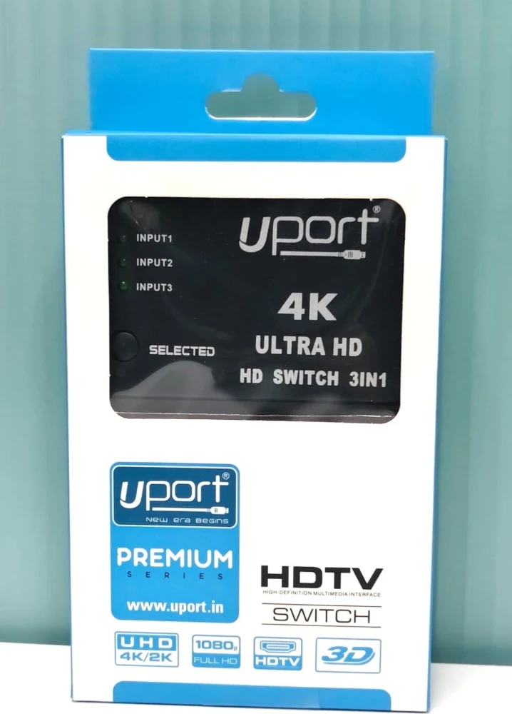 UPORT 4K Ultra HD 3 in 1 HDMI Switch Media Streaming Device - (Black)