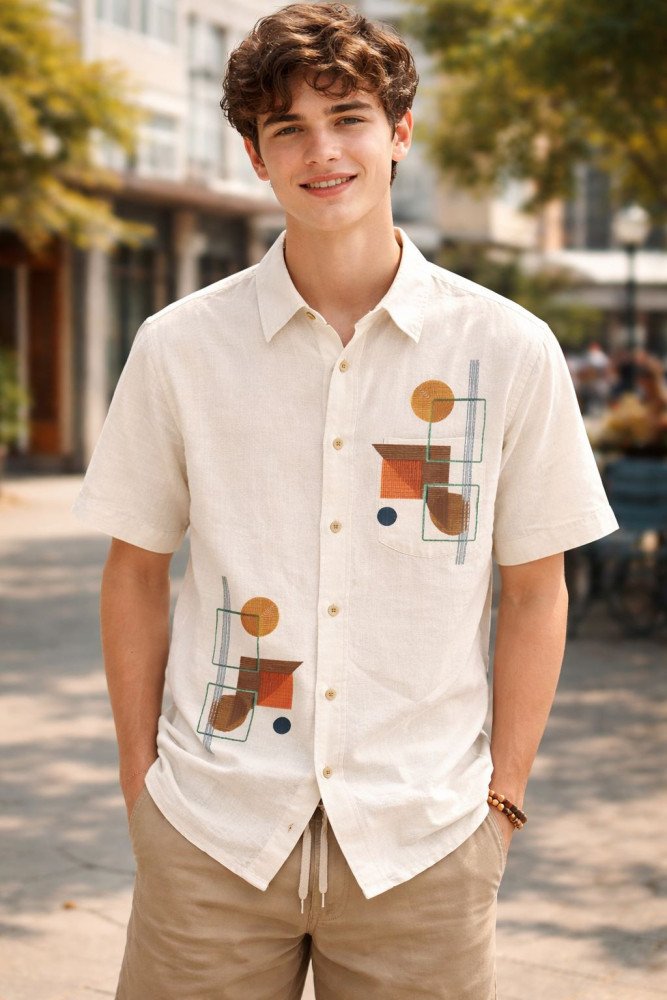 Symbol Premium Men's Cotton Poplin Casual Shirt - Regular Fit | Half Sleeve | Pure Cotton