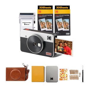 KODAK Mini Shot 2 Retro 4PASS 2-in-1 Instant Camera & Photo Printer (2.1 x 3.4 Inch) with 68 Photo Sheets Gift Bundle – (White)