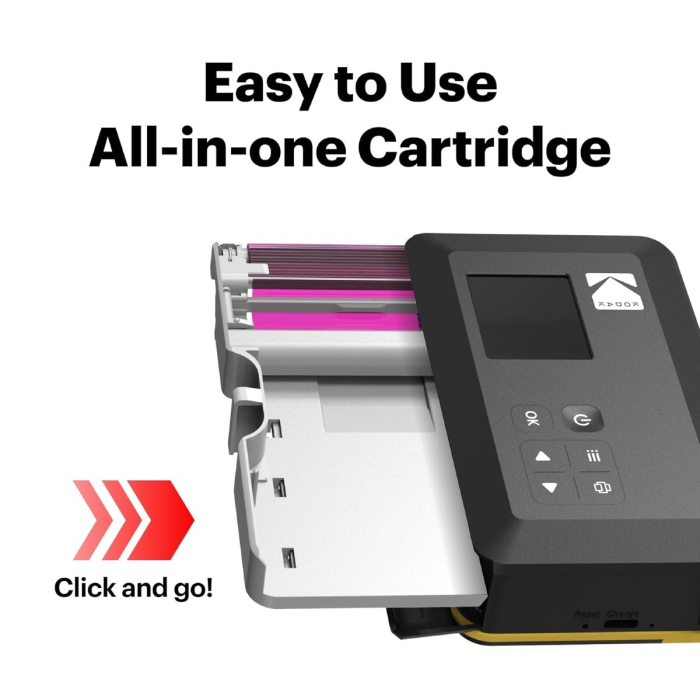 Kodak Mini Shot 2 Retro 4PASS 2-in-1 Instant Camera & Photo Printer (2.1 x 3.4 Inch) | Includes 68 Photo Sheets Gift Bundle | Bluetooth Portable Instant Print Camera-(Yellow)