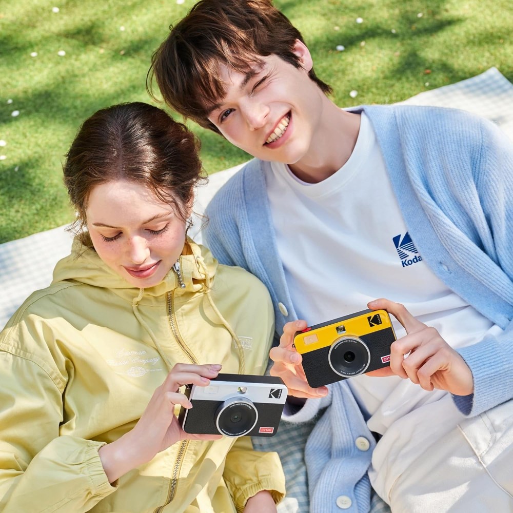 Kodak Mini Shot 2 Retro 4PASS 2-in-1 Instant Camera & Photo Printer (2.1 x 3.4 Inch) | Includes 68 Photo Sheets Gift Bundle | Bluetooth Portable Instant Print Camera-(Yellow)
