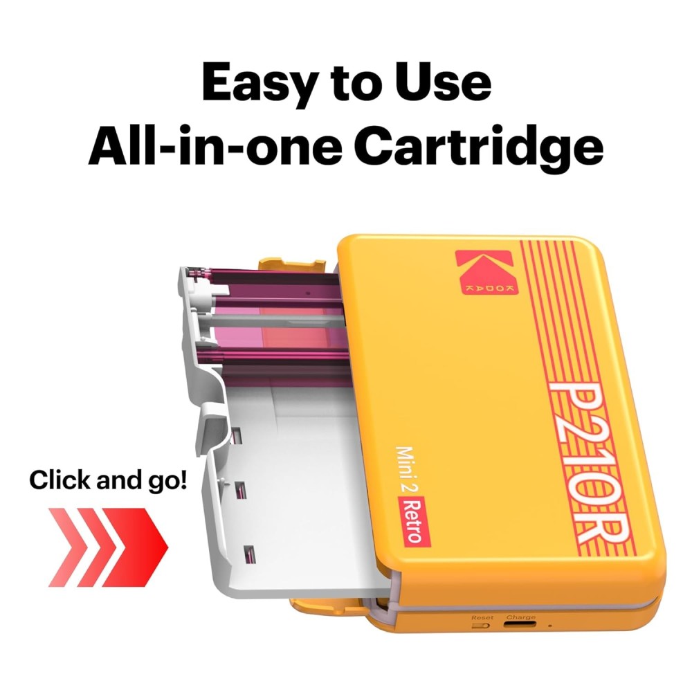 Kodak Mini 2 Retro Portable Photo Printer + 38 Sheets Bundle-(White)