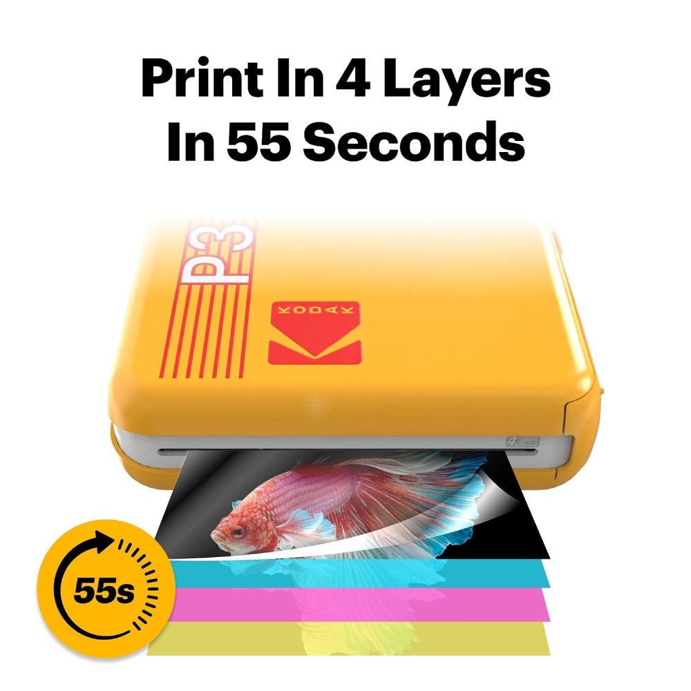 Kodak Mini 3 Retro 4PASS Portable Photo Printer (3x3 Inches) + 38 Sheets Bundle-(Black)