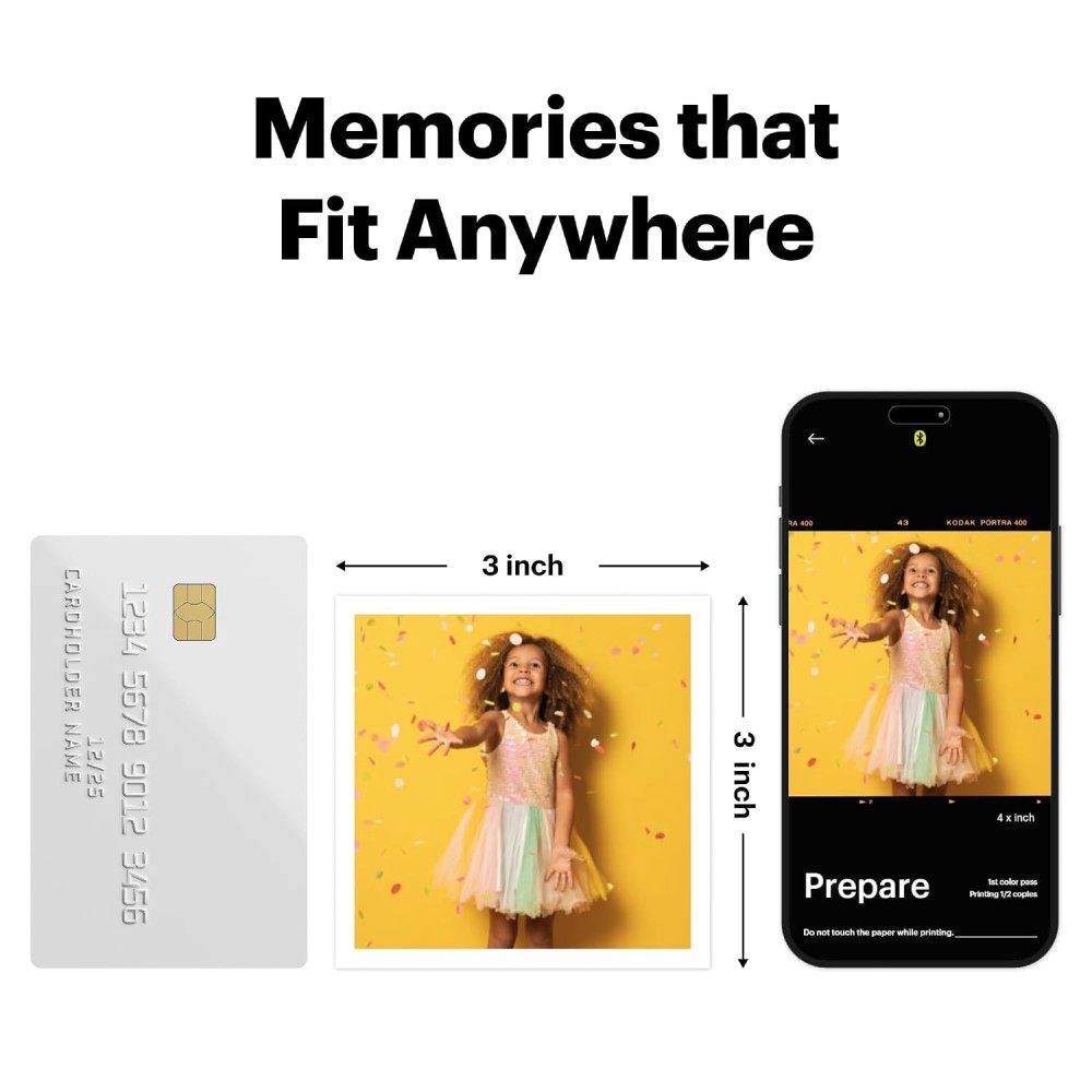 Kodak Mini 3 Retro 4PASS Portable Photo Printer (3x3 Inch) + 38 Sheets Bundle | Instant Bluetooth Photo Printer for iOS & Android-(White)