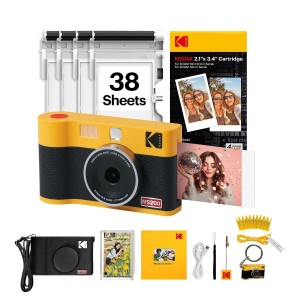 KODAK Mini Shot 2 ERA 4PASS 2-in-1 Instant Camera and Photo Printer (Camera + Initial 8 Sheets + 60 Sheets + Accessories)-(Black)