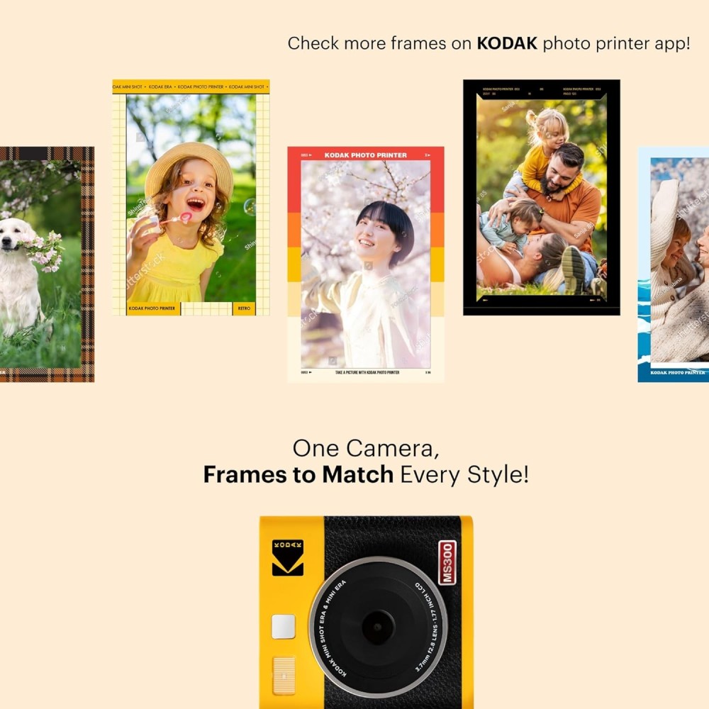 KODAK Mini Shot 3 ERA 4PASS 2-in-1 Instant Camera and Photo Printer (Camera + 8 Sheets)-(Yellow)