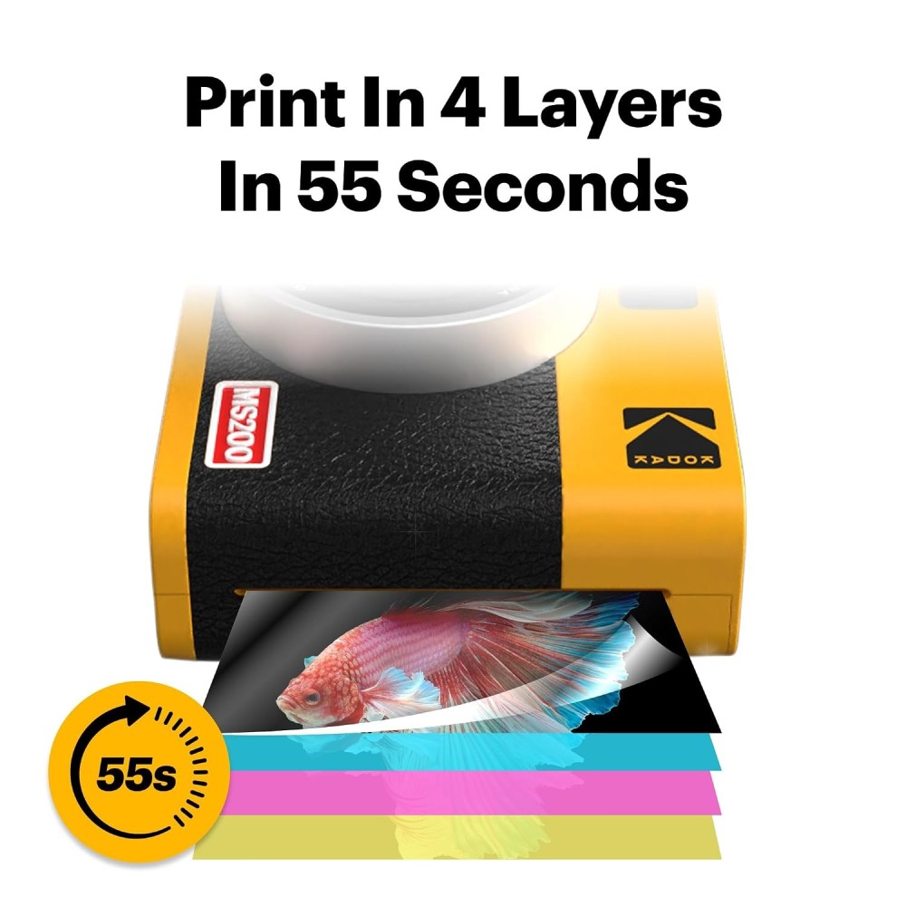 Kodak Cam Mini Shot 2 ERA (2.1x3.4) 2-in-1 Instant Camera and Photo Printer (Camera + 8 Sheets)-(Black)