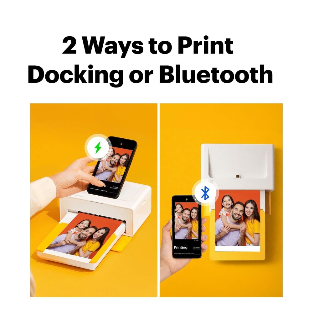 Kodak Dock Plus 4PASS Instant Photo Printer Bundle (4x6 Inch) | Wireless Color Photo Printer with 90 Sheets-(White)