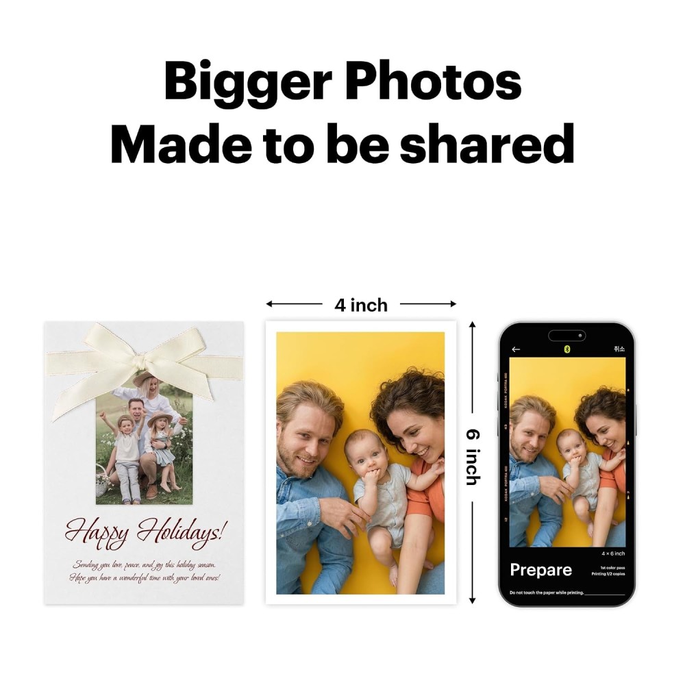 Kodak Dock Plus 4PASS Instant Photo Printer Bundle (4x6 Inch) | Wireless Color Photo Printer with 90 Sheets-(White)