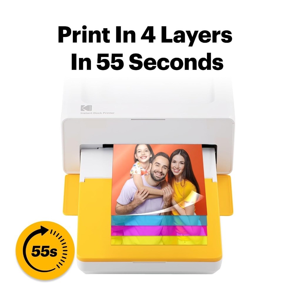 Kodak Dock Plus 4PASS Instant Photo Printer Bundle (4x6 Inch) | Wireless Color Photo Printer with 90 Sheets-(White)